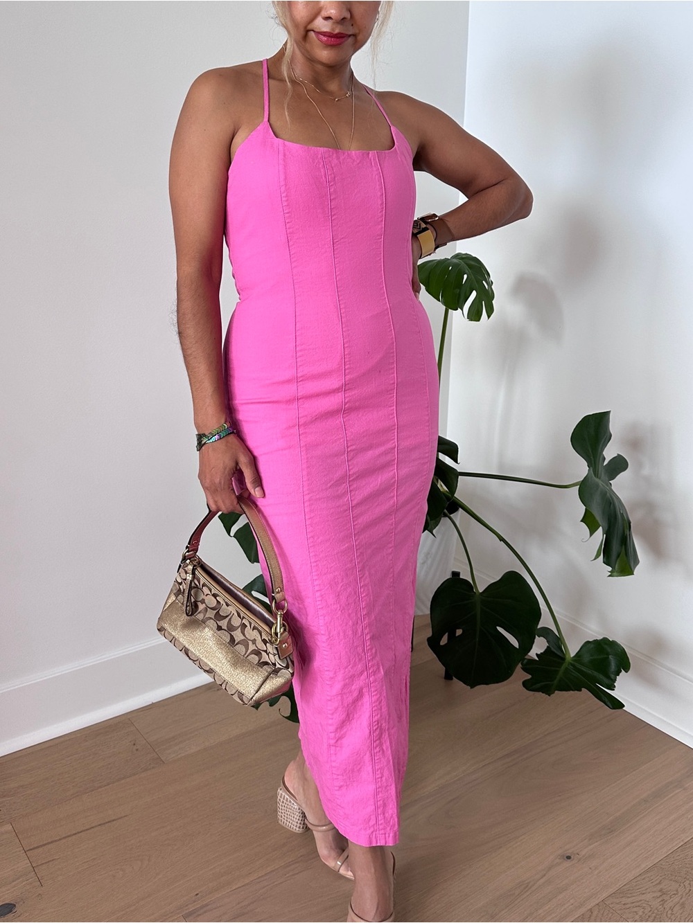 Stunning hot pink midi dress by Runaway